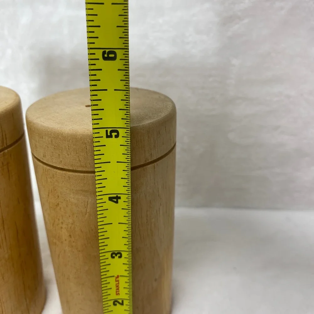 Vintage Wooden‎ Salt and Pepper Shakers Cylindrical Design